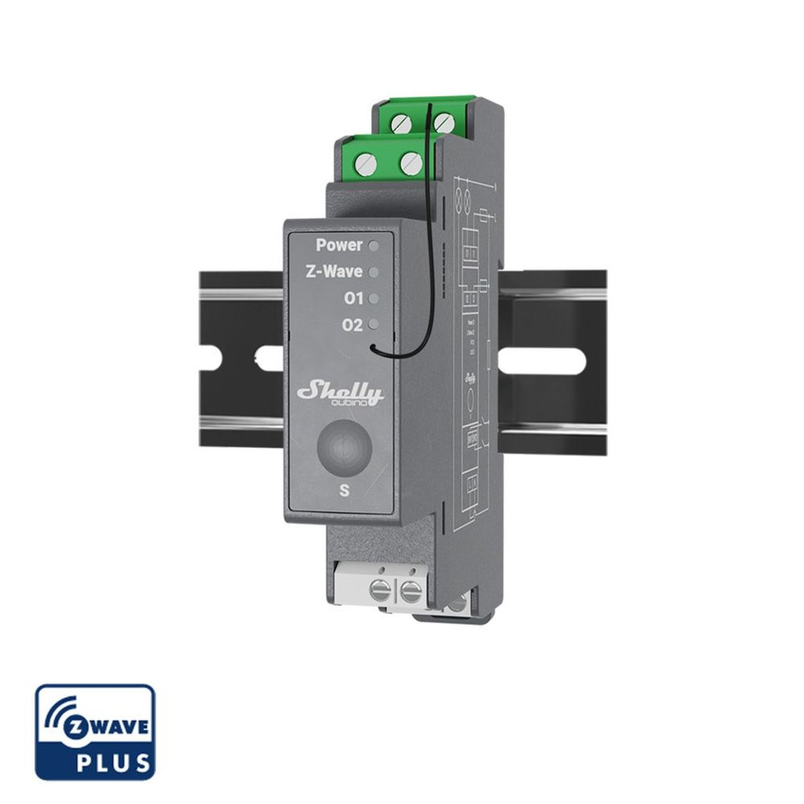 Slighty Top-hat Rail Wave Pro 2 Relays Max. 25A 2 Phases 2x 16A Z-Wave