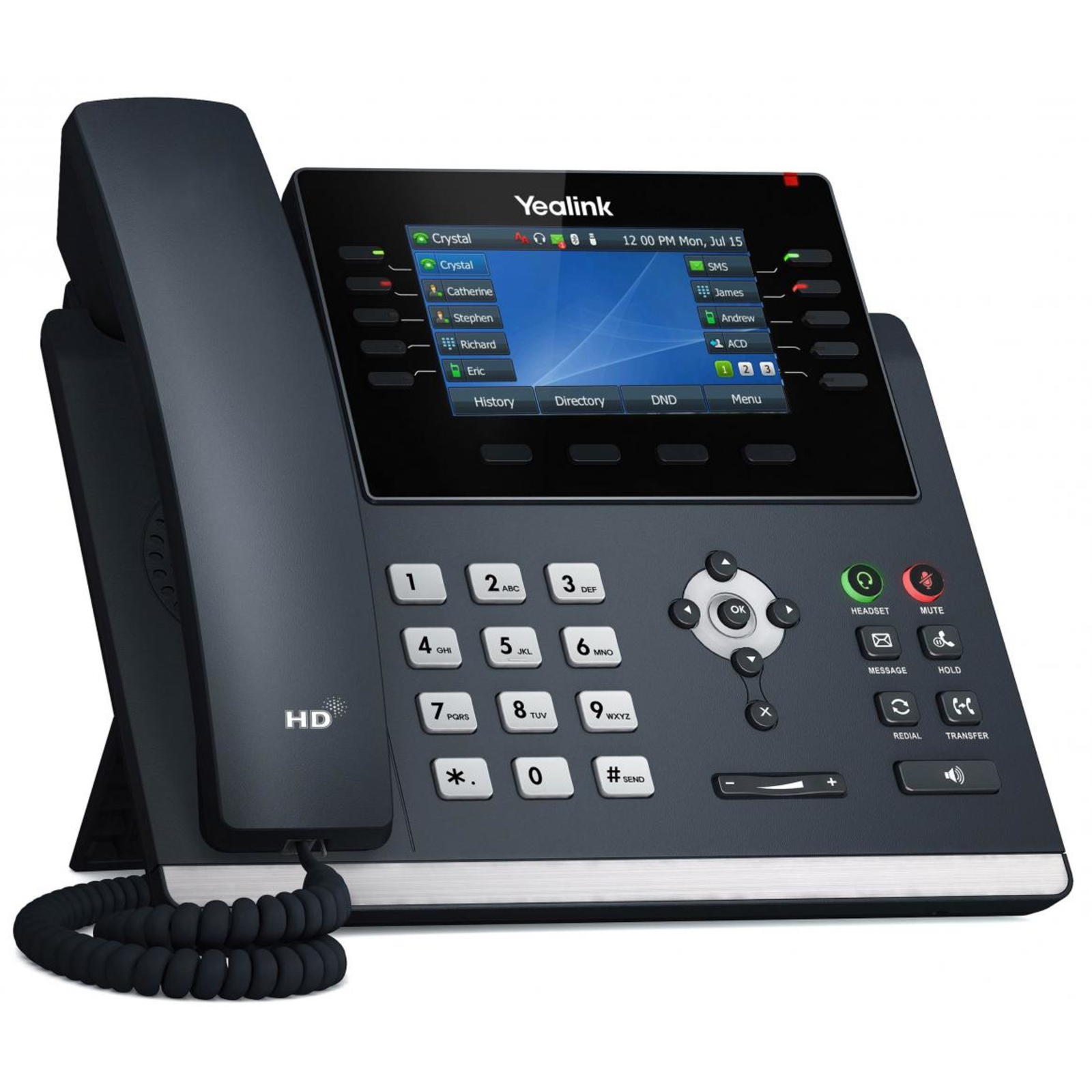 Yealink SIP-T46U IP Telephone Grey Wireless Handset 1000 Entries LCD 10.9cm