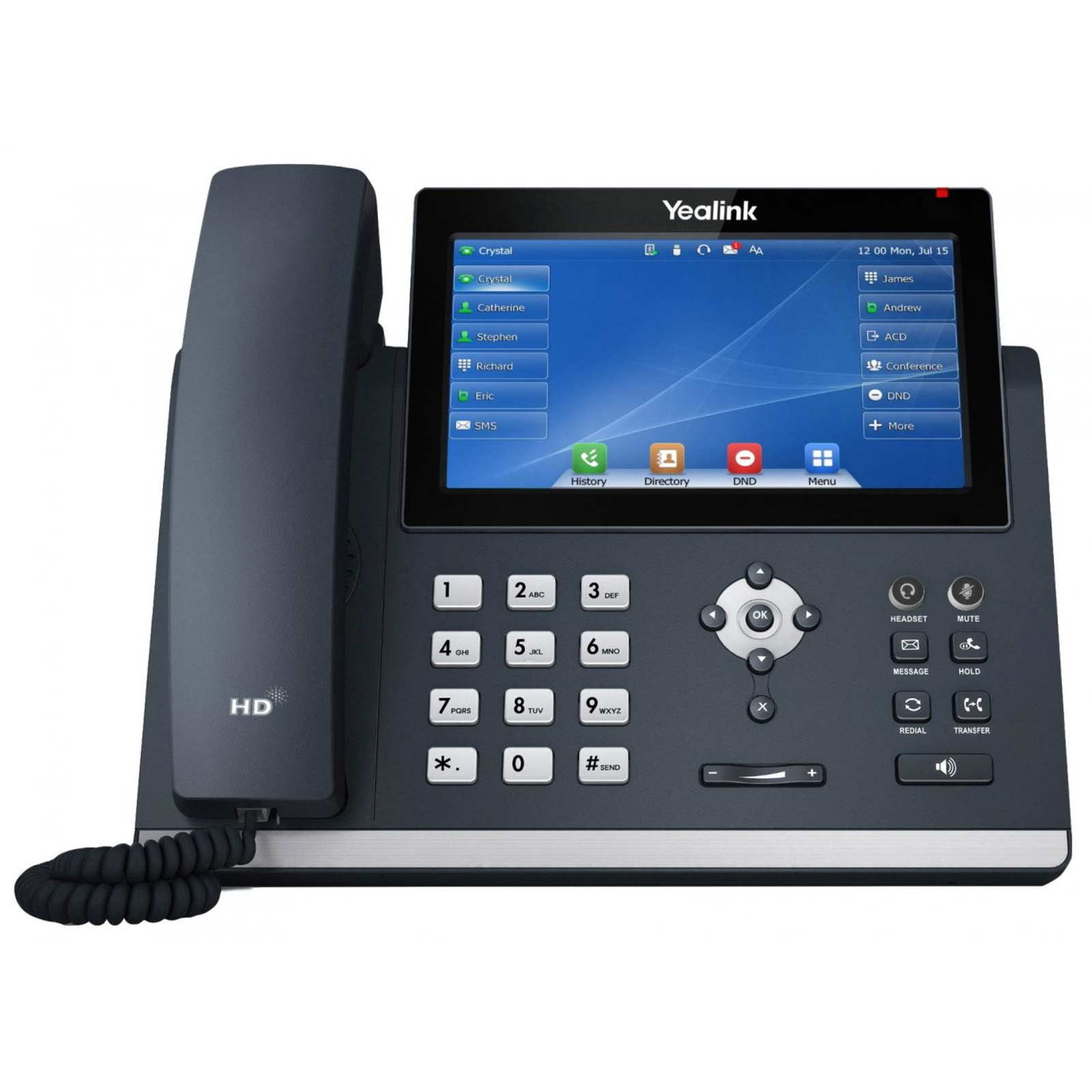 Yealink SIP-T48U IP Telephone Grey Corded Handset 1000 Entries LED 17.8cm