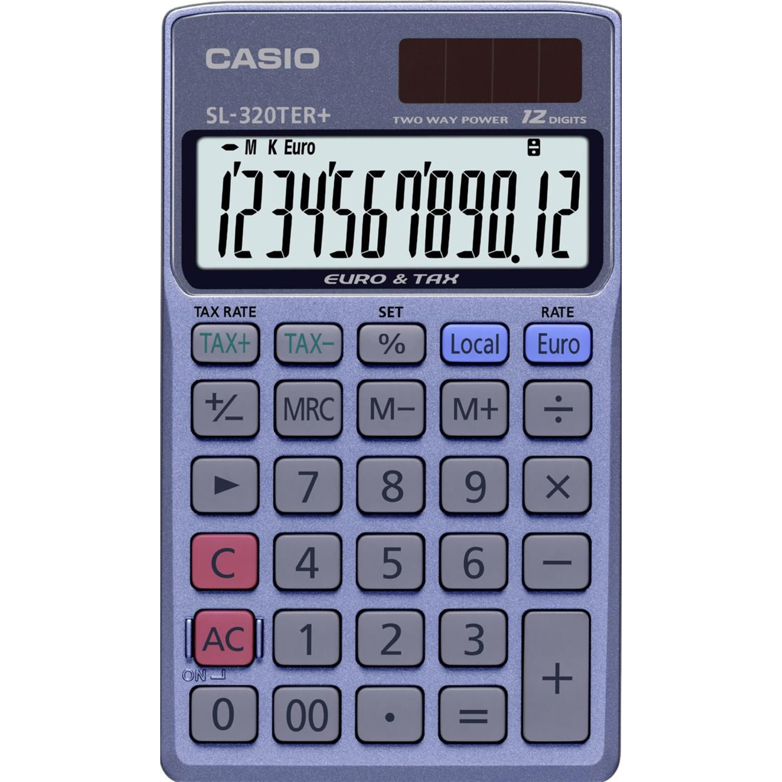 Casio Calculator Blue Display Digits 12 Solar-powered Battery-powered W X H D 70 118.5 8