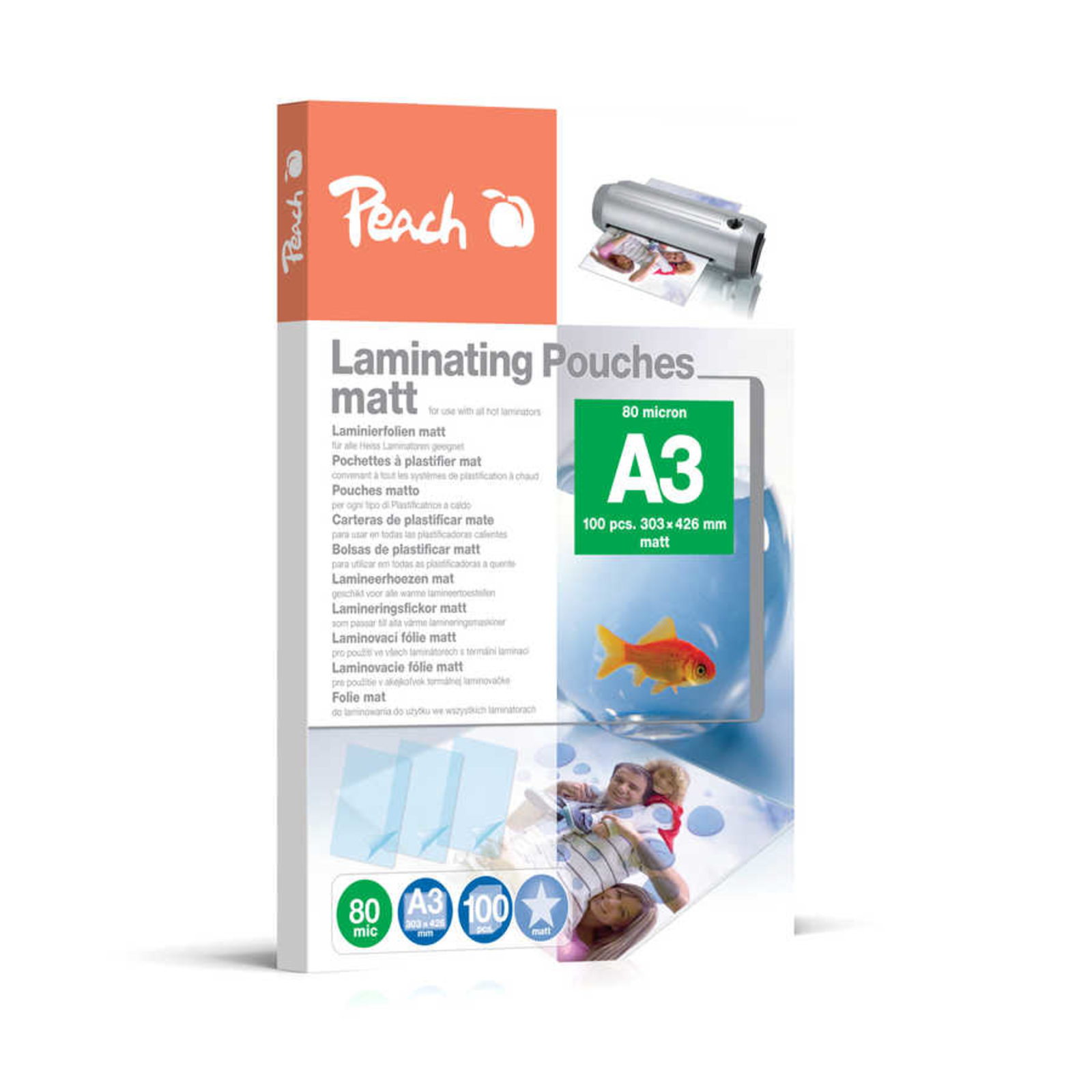 Peach Laminating Films A3 80mic matte 100PK