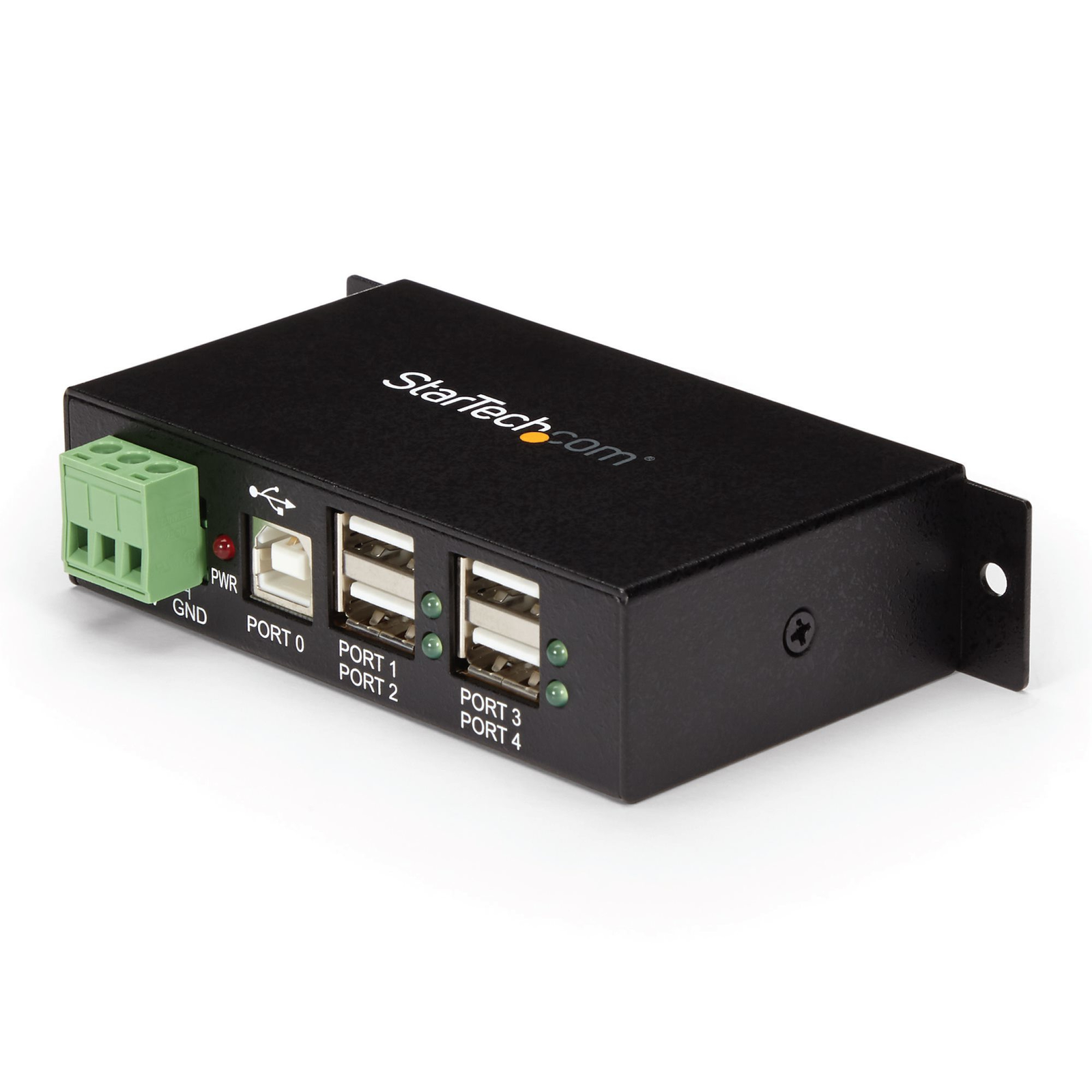 StarTech.com Industrial 4 Port USB 2.0 Hub Mountable USB Metal Hub in Black USB 2.0 Type