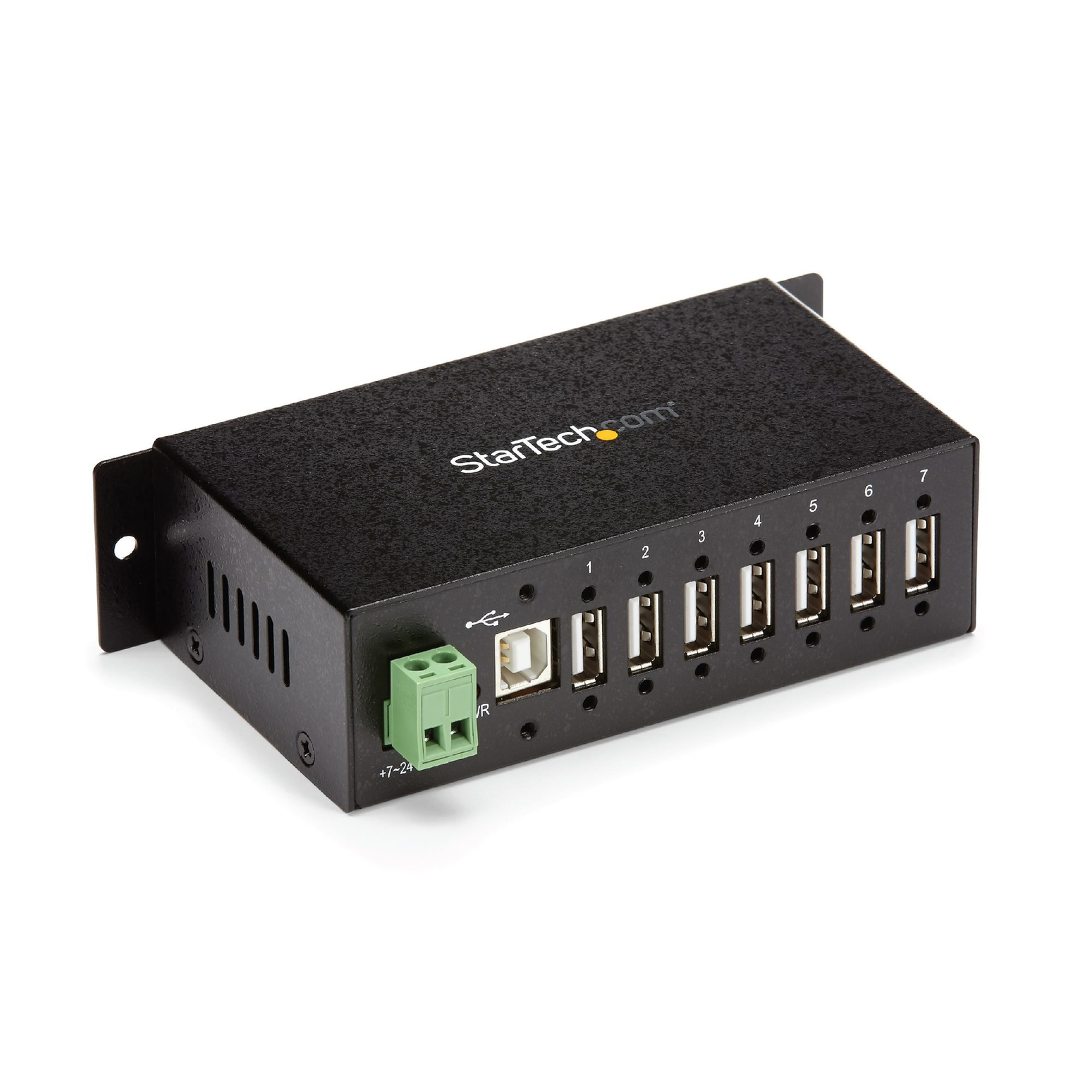 StarTech.com Industrial Mountable 7 Port USB 2.0 Hub Black USB 2.0 Type-B USB 2.0