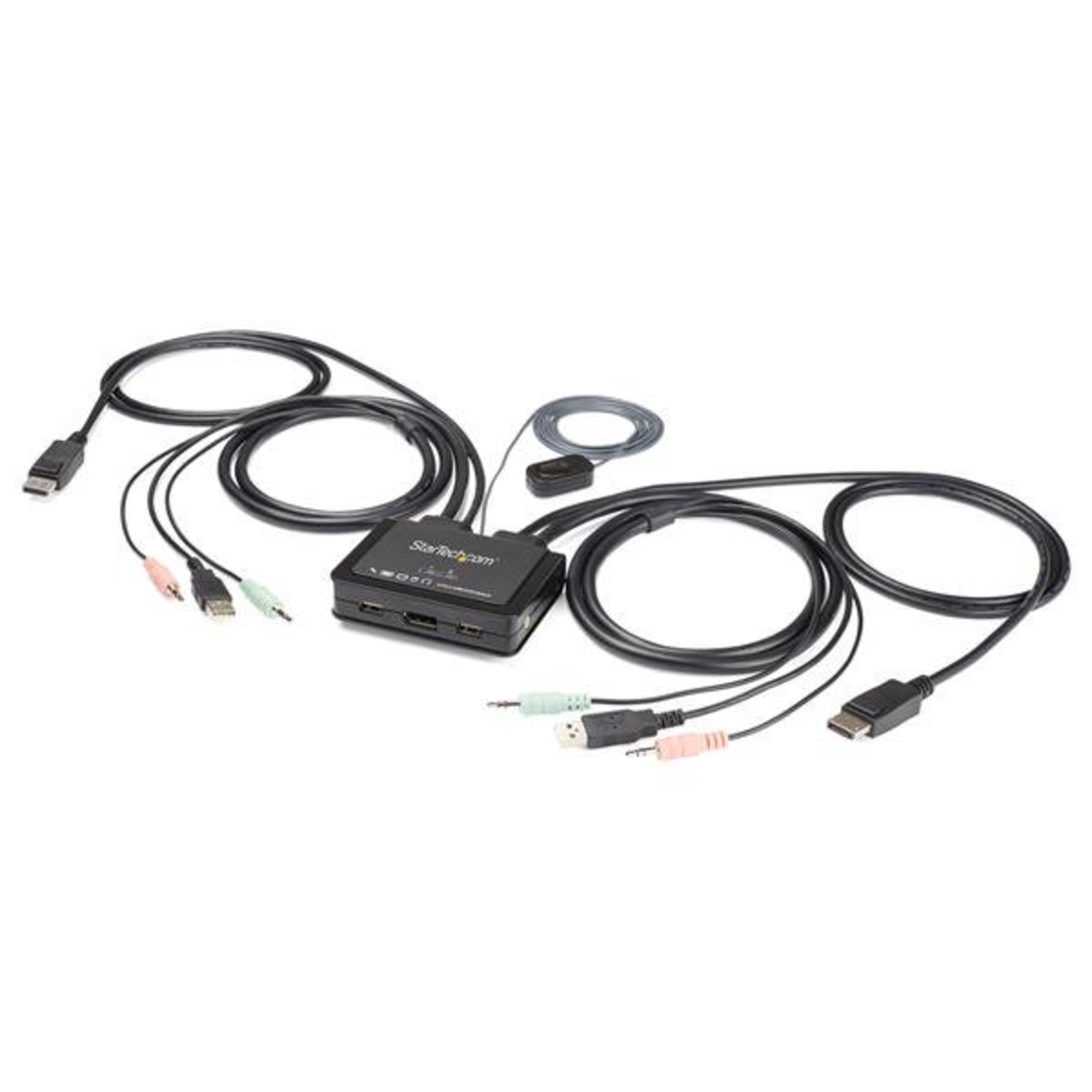 StarTech.com 2 Port USB 4K60Hz DisplayPort KVM Switch with Built-in Cables