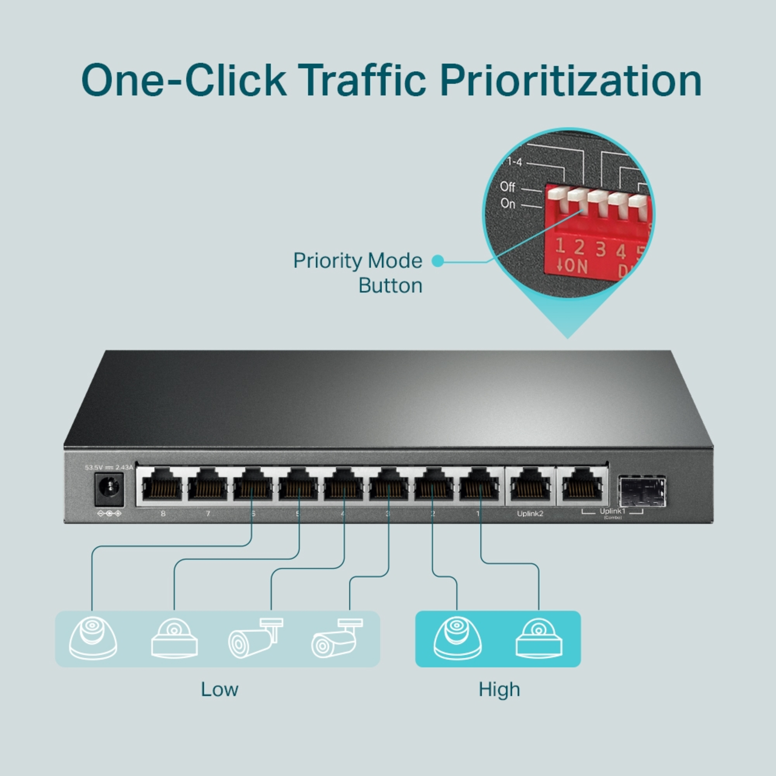 TP-Link TL-SG1210MP Unmanaged Switch 9x Gigabit Ethernet 8x PoE+ 123W