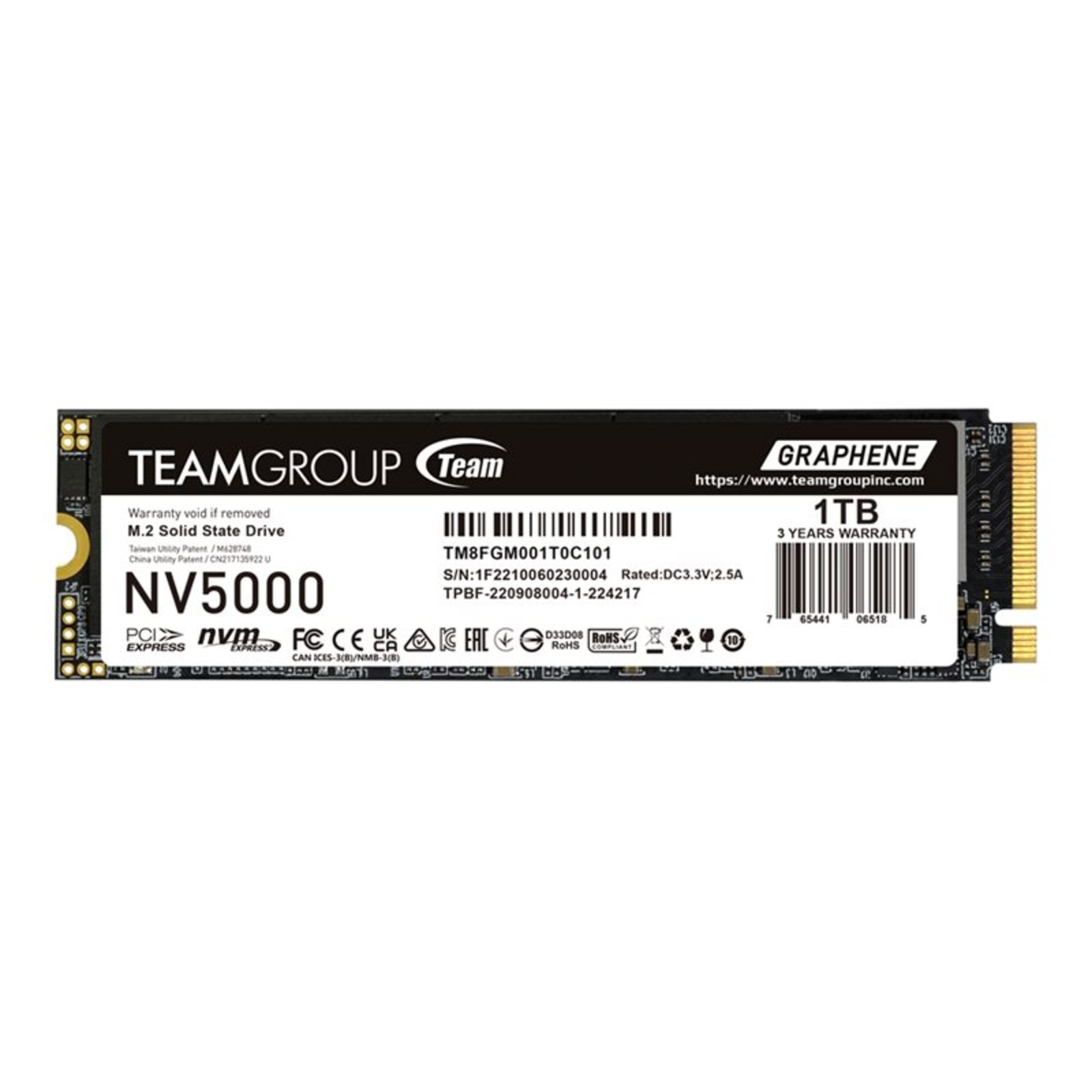 Team Group NV5000 1 TB PCIe 4.0 X4 NVMe M.2 2280 Graphene Heat Sink