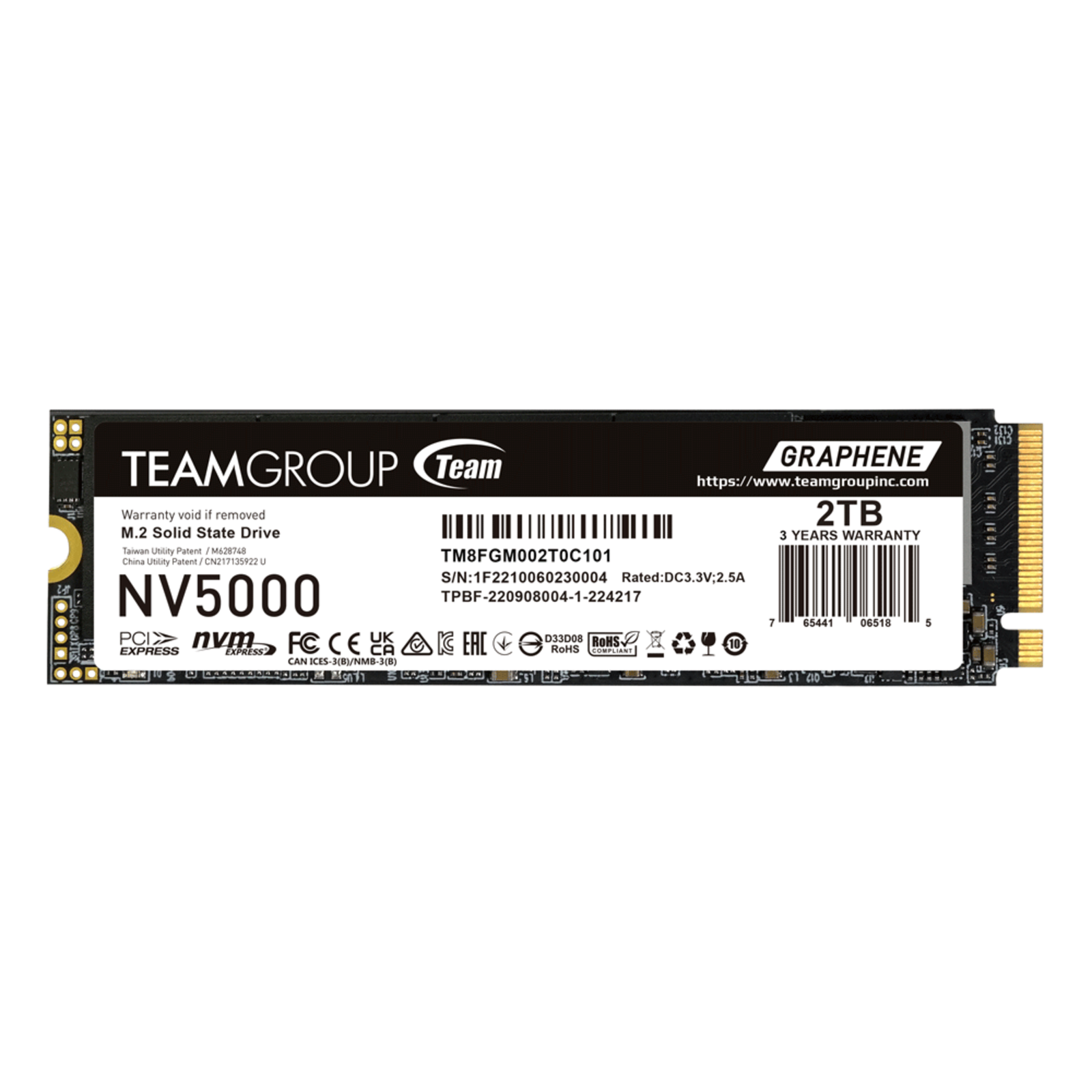 Team Group NV5000 2 TB PCIe 4.0 X4 NVMe M.2 2280 Graphene Heat Sink