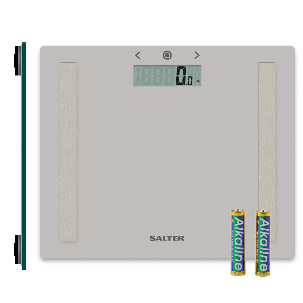 Salter 9113 GFEU12 Compact Glass Analyser Bathroom Scales, Grey