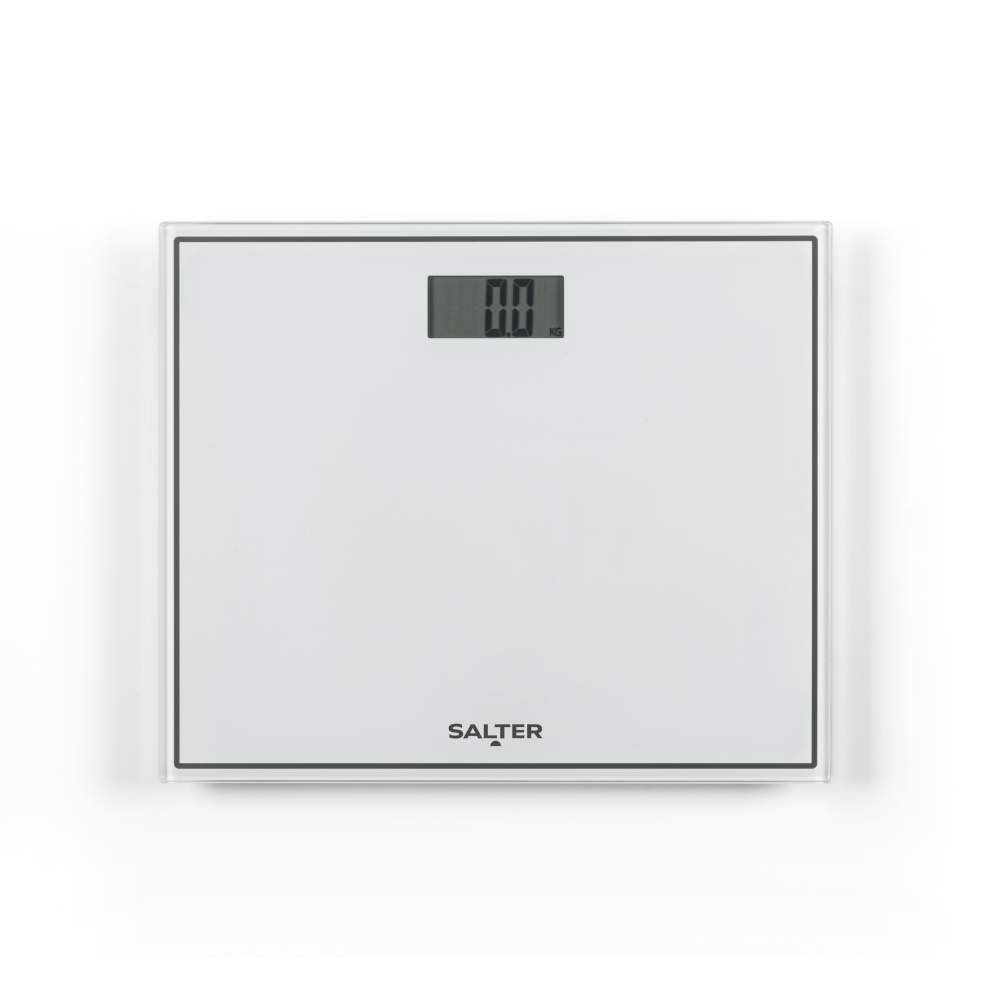 Salter 9207 WHCFEU12 Compact Glass Electronic Bathroom Scale, White