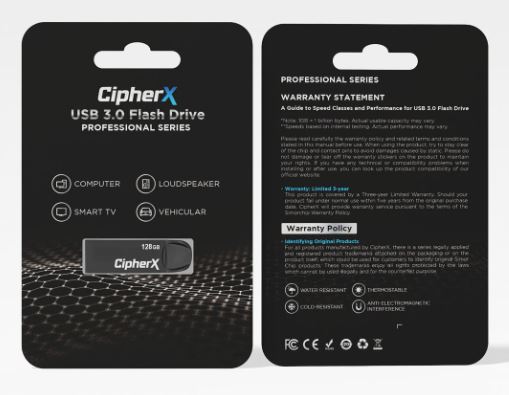 128GB CipherX U10 Pro Series USB 3.0 (150MB/s) USB Flash Drive (3Y warranty)