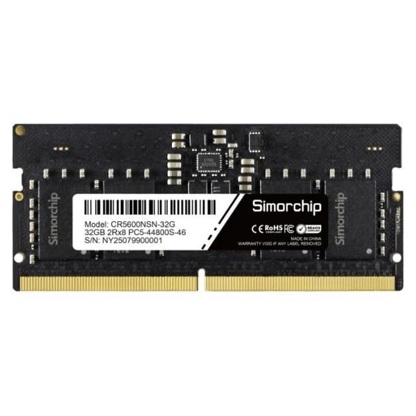 16GB Simorchip DDR5-5600Mhz SO-DIMM 1Rx8 CL46 1.1V 262 Pin Notebook Memory Module