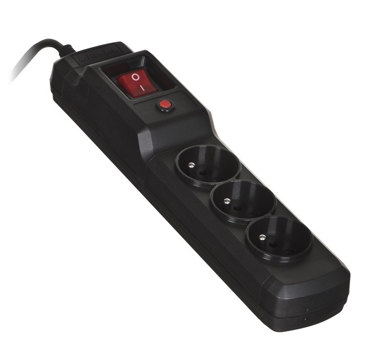 Activejet COMBO 3GN 1,5M black power strip with cord