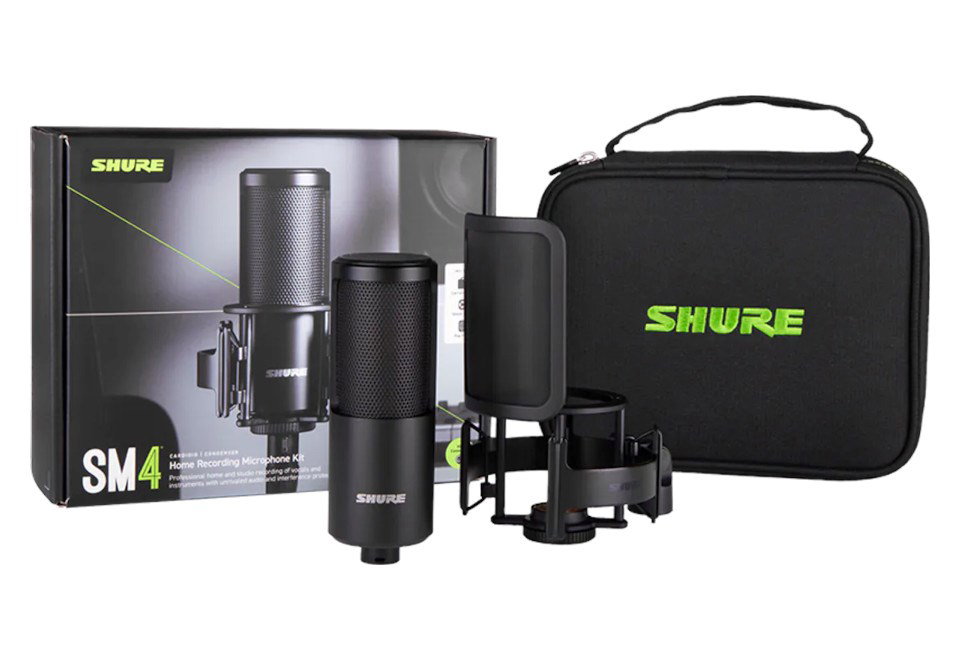 Shure SM4-K-KIT - condenser microphone, externally polarised, handle, popfilter, case