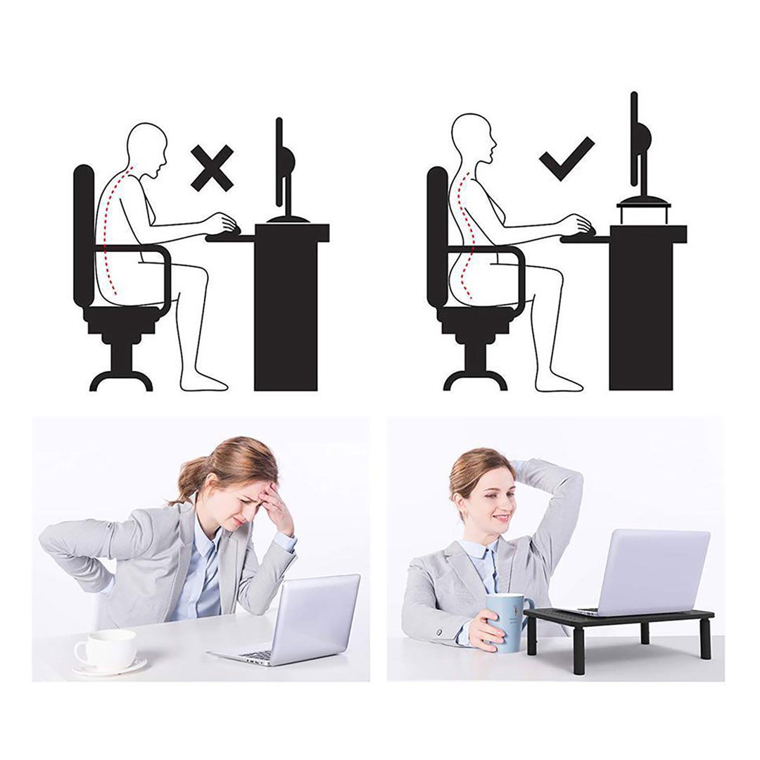 Maclean MC-946 Monitor Laptop Stand 13 - 32 3-Level Height Adjustment with Drawer up to 20kg Sturdy Vented