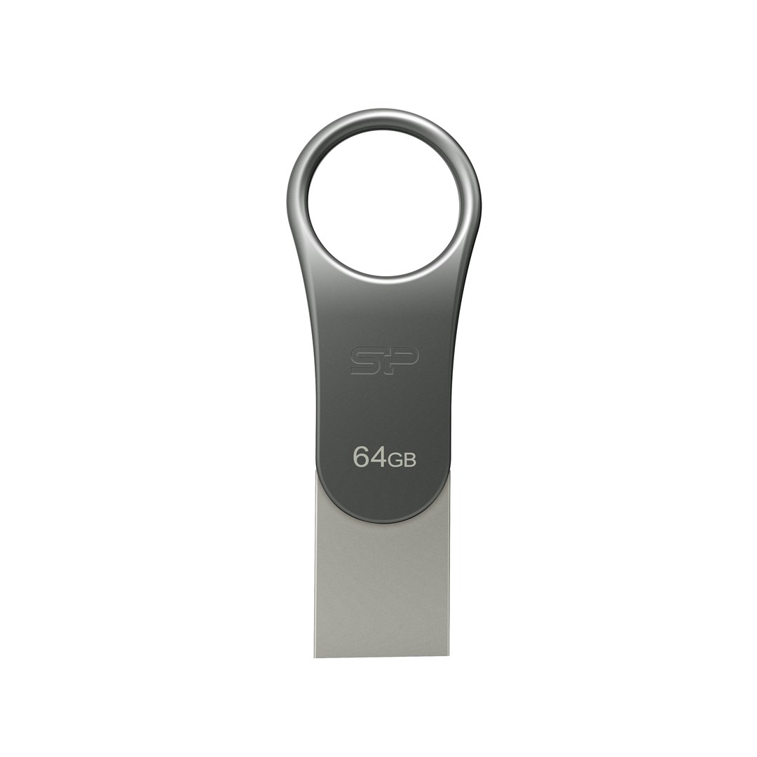 Silicon Power Mobile C80 USB flash drive 64 GB USB Type-A USB Type-C 3.0 (3.1 Gen 1) Titanium