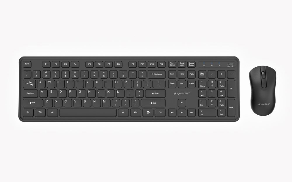 Gembird KBS-WPS-01 Slim Pro Business wireless desktop set, black, US layout