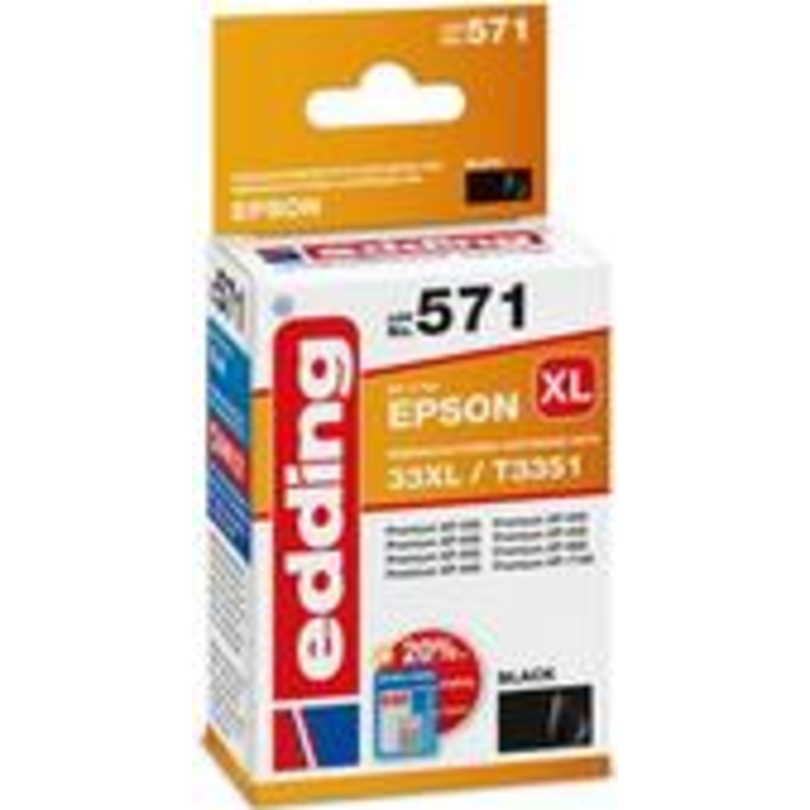 edding EDD-571 Black Printer Cartridge Compatible with EPSON 33XL T3351XL