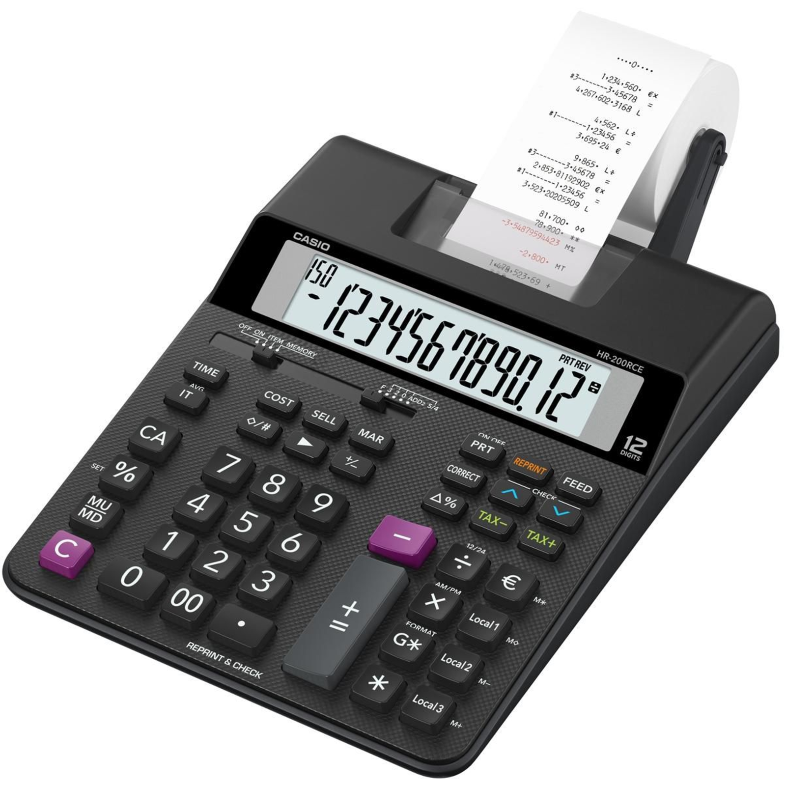 CASIO Desktop Calculator Printing HR-200RCE Black