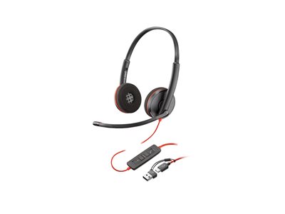 HP Poly Blackwire 3220 Stereo USB-C Headset +USB-C/A Adapter