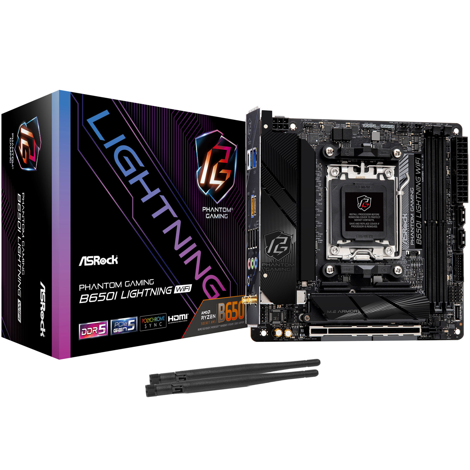 ASRock Phantom Gaming B650I Lightning WiFi Mini ITX Socket AM5 AMD B650