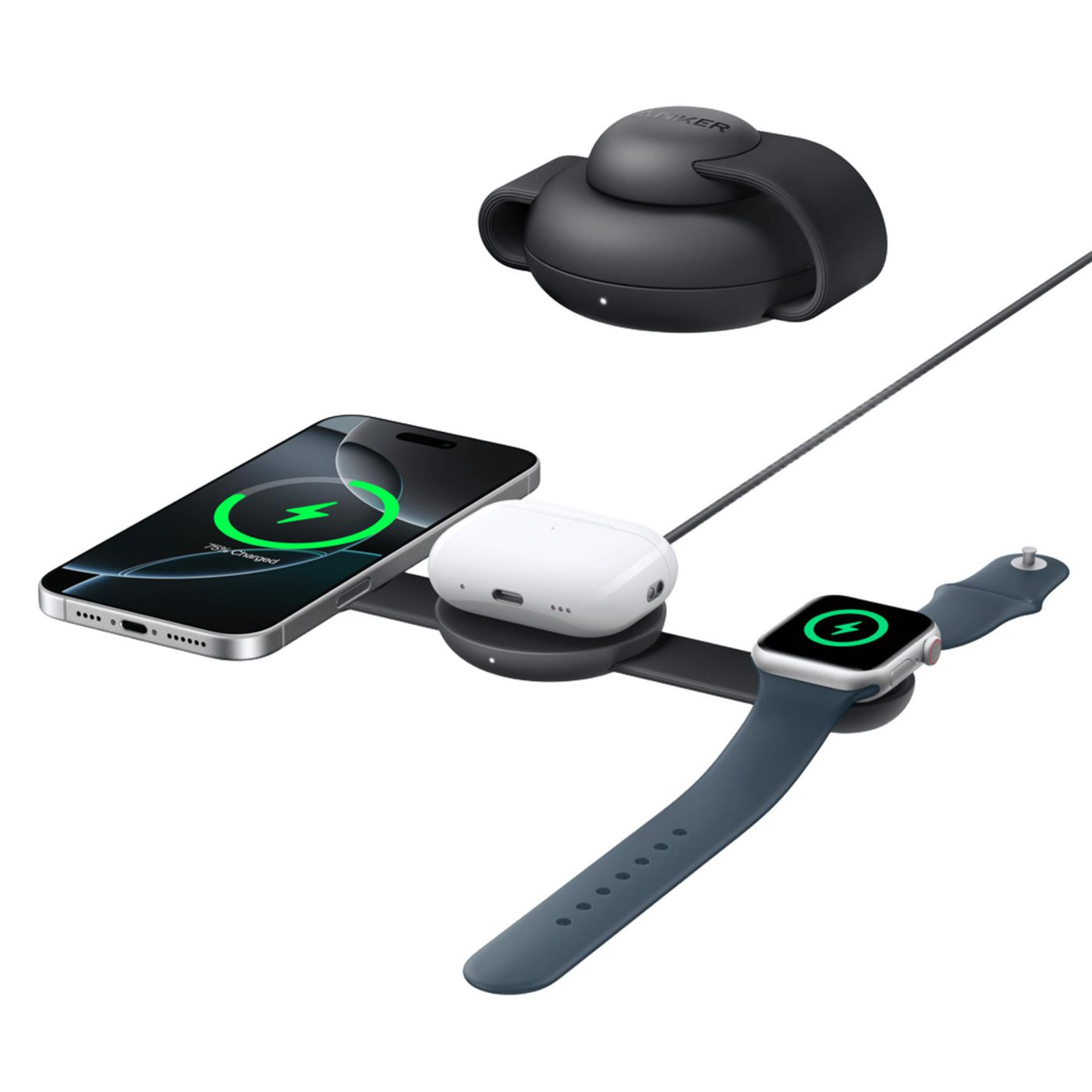 Anker MagGo Wireless Foldable Charger with QI2 (3-in-1) Black 15W B25M8H11