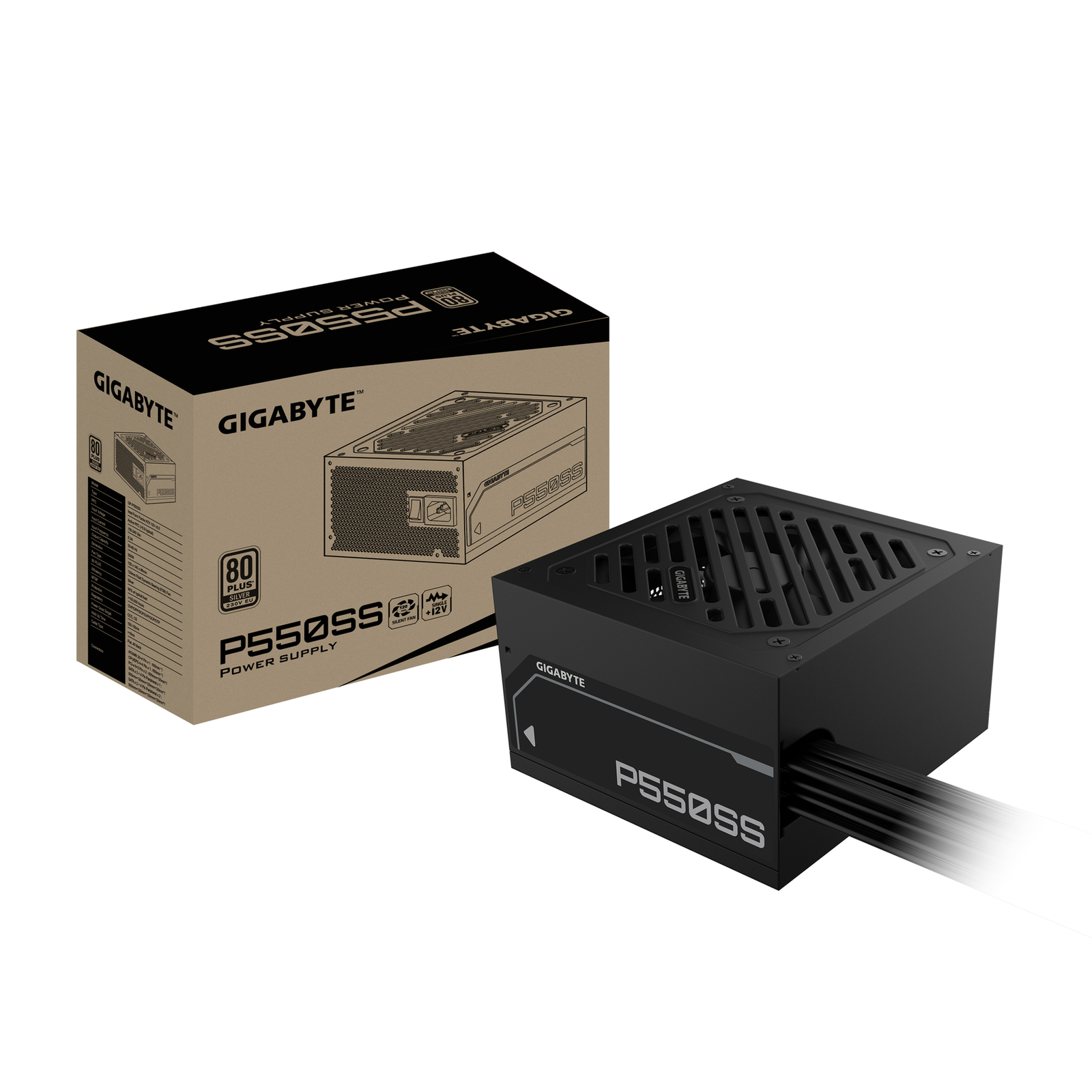 GIGABYTE Power Supply P550SS 550W 80+ Silver 120mm ATX 3.0 Black