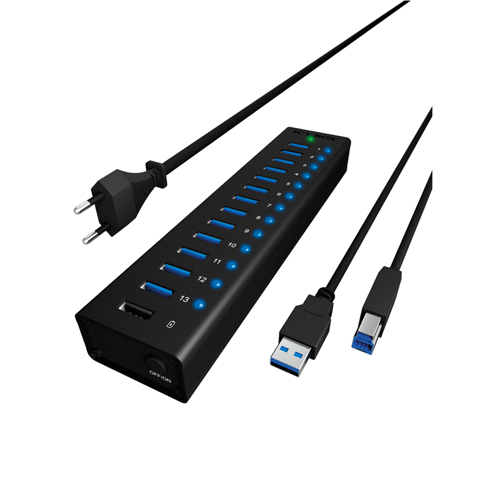ICY BOX Hub 13-Port USB 3.0 IB-AC6113 with USB Charging Port