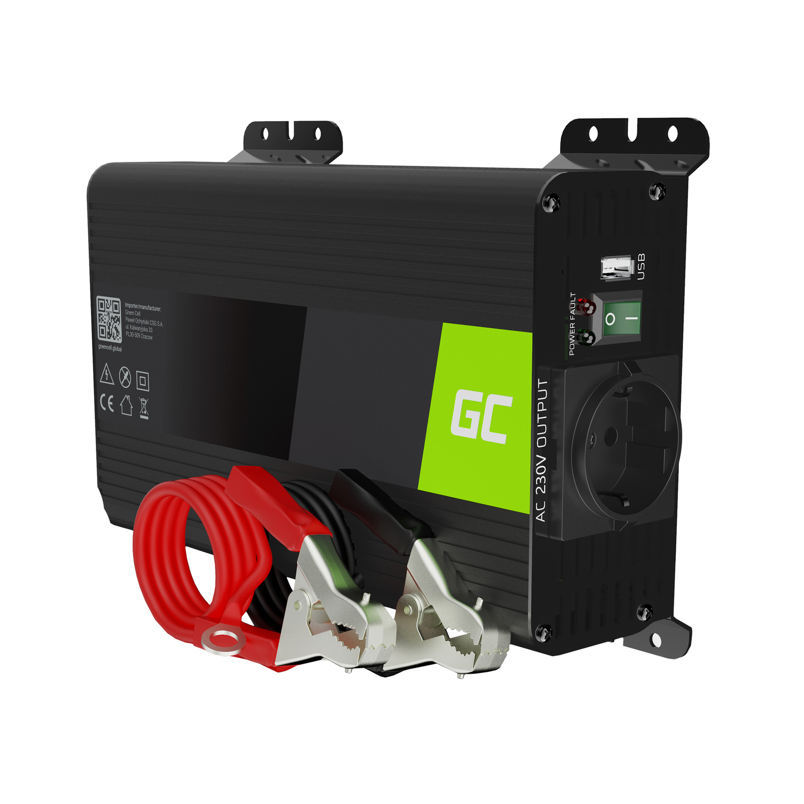 Greencell PRO Car Voltage Inverter 12V to 230V 300W/600W Pure Sine Wave