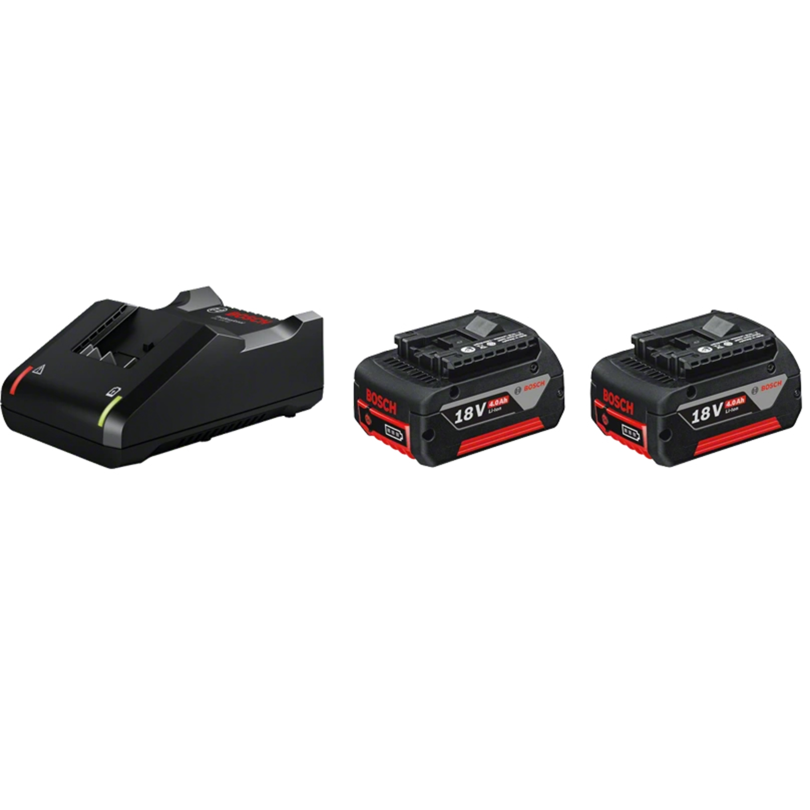 Bosch Starter Set 18V 2x GBA 18V 4.0Ah + GAL 18V-40 Professional Black 2x Battery + Charger