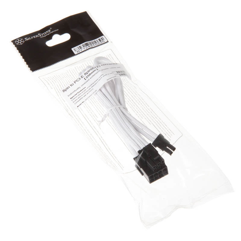 SilverStone 8-Pin-PCIe auf 6+2-Pin-PCIe Verlngerung - 250mm white