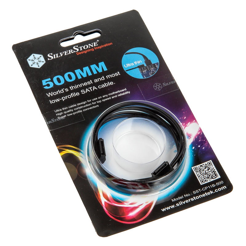 SilverStone SST-CP11B Super Low Profile SATA-cable - 50 cm, black