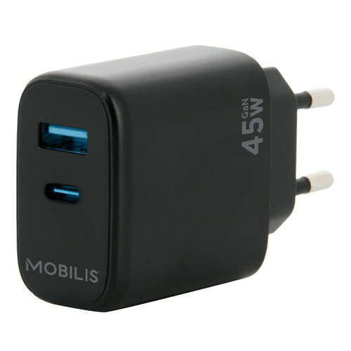 WALL CHARGER - 45W - 1 USB A + - 1 USB C - GAN