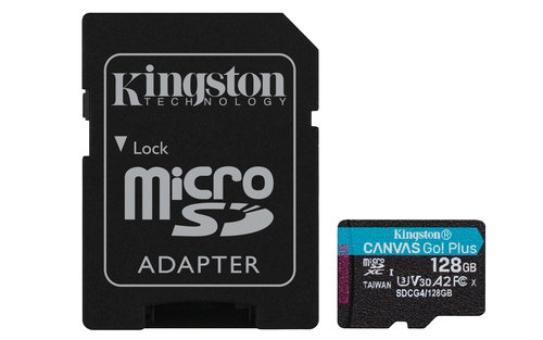 128GB MSDXC CANVAS GO PLUS 200R - GEN4 A2 U3 V30 CARD + ADAPTER