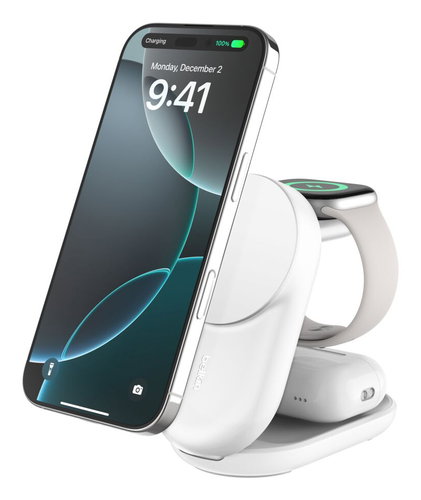 ULTRACHARGE 25 WATT QI2 MAGNETI - 3-IN-1 LADESTATION KLAPPBAR WEI
