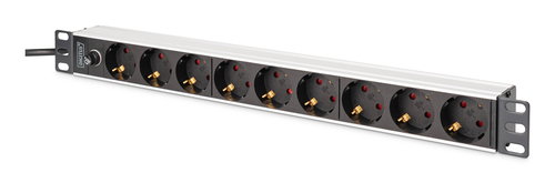 1U ALUMINIUM PDU 9X SCHUKO - RACKMOUNT IEC C14 PLUG