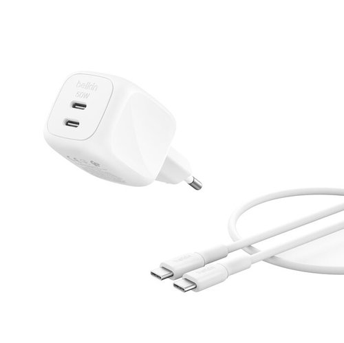 BOOSTCHARGE 50W DUAL USB-C LADE - POWER DELIVERY UND PPS INKL. 1M