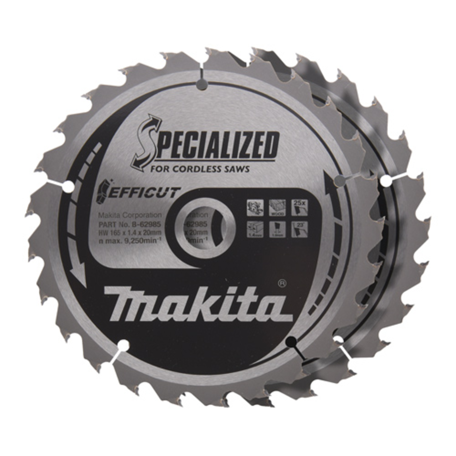 Makita Efficut Saw Blade 165x20x25T 2 Pcs. B-62985-2
