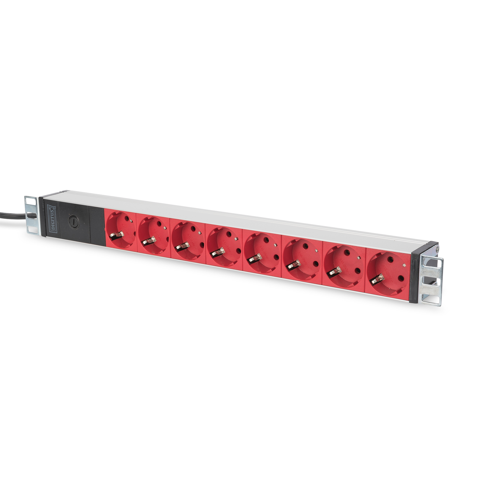 Digitus Power Strip 8-way Red Aluminium 2m Supply Cable