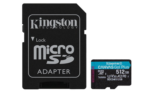 512GB MSDXC CANVAS GO PLUS 200R - GEN4 A2 U3 V30 CARD + ADAPTER