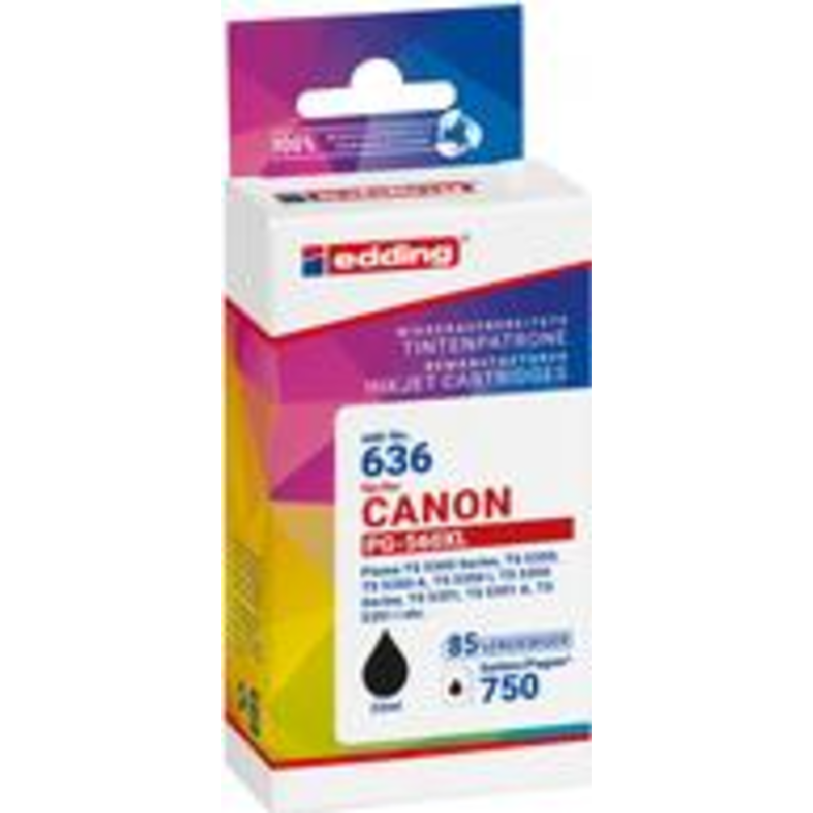 Edding EDD-636 Black Printer Cartridge Compatible with Canon PG-560XL Compatible Ink
