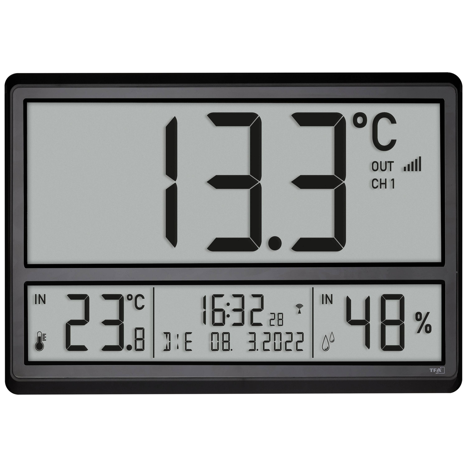 TFA Dostmann Dostmann 60.4523.01 Digital Alarm Clock Rectangular Black 12/24 H -50 70 C