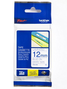Brother TZE-233 label-making tape Blue on white