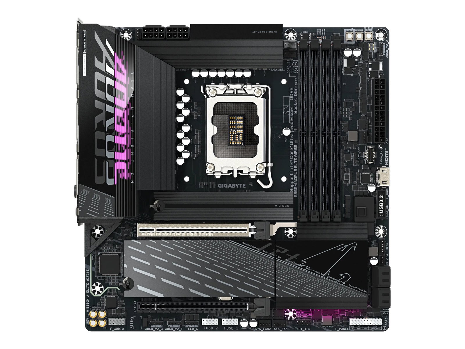 GIGABYTE B860M AORUS ELITE WIFI6E Motherboard - Intel Core Ultra Series CPUs, 12+1+2+1 Phases VRM, up to 9200MHz DDR5, 1xPCIe 5.0 + 2xPCIe 4.0 M.2, 2.5GbE LAN, WIFI 6E, Thunderbolt