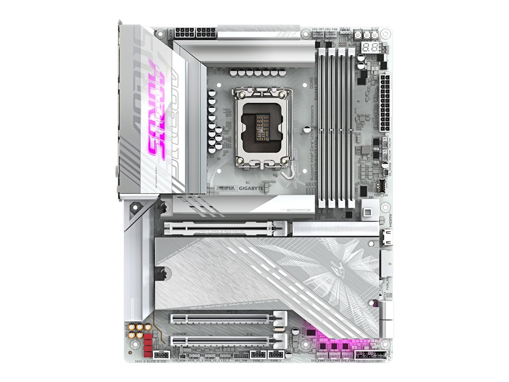 GIGABYTE Z890 AORUS ELITE X ICE Motherboard - Supports Intel Core Ultra (Series 2) CPUs, 16+1+2 phases VRM, up to 9500MHz DDR5 (OC), 1xPCIe 5.0 + 4xPCIe 4.0, Wi-Fi 7, 2.5GbE LAN, Thunderbolt 4