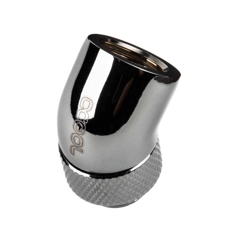Alphacool Eiszapfen Adapter 45 Grad G1/4 inches AG auf G1/4 inches IG - drehbar, chrome silver
