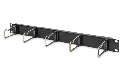 1U CABL MANAGMPANEL 5X STEEL - RINGS 40X75 MM BLACK (RAL 9005)