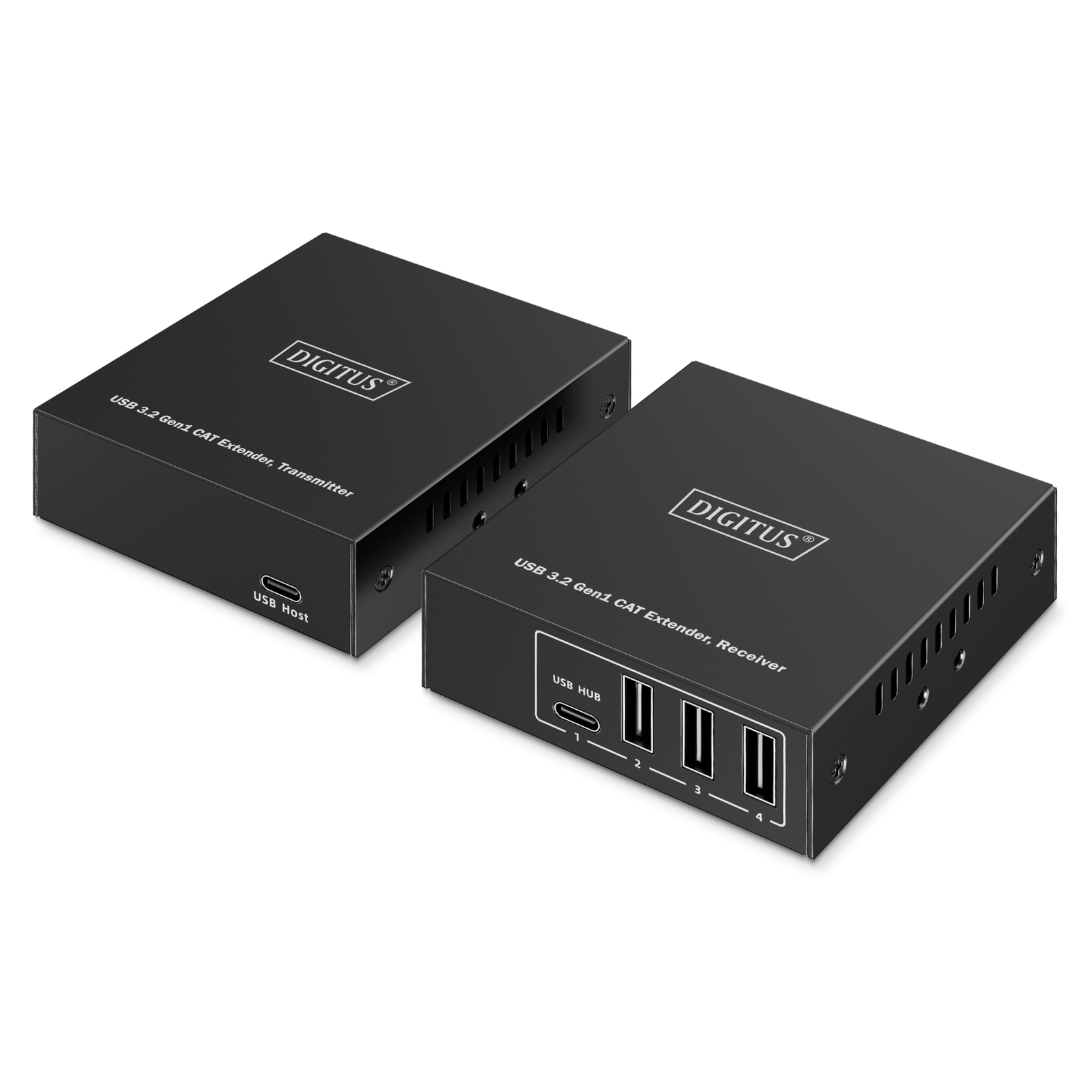 DIGITUS USB 3.2 Gen1 CAT Extender 5 Gbps 4 Ports 3x USB-A 1x USB-C 100 M