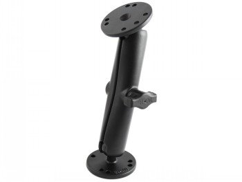 RAM B SIZE 1 BALL ON 2.5 ROUND PLATES WITH AMPS HOLE PATTERN, LONG LENGTH DOUBLE SOCKET ARM