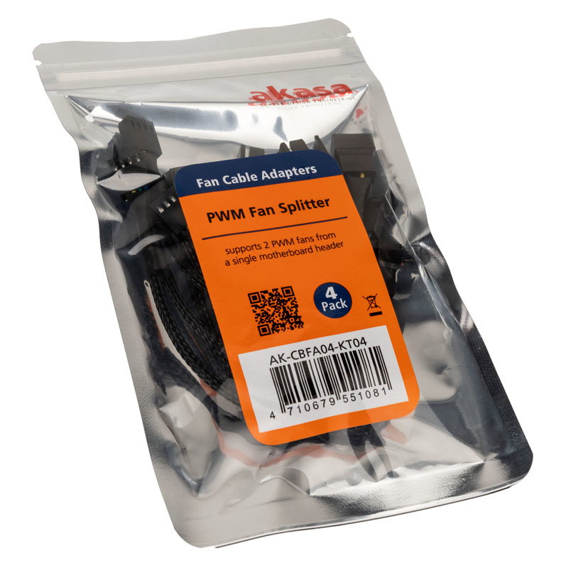 Akasa PWM fansplitter, 4er Pack - black