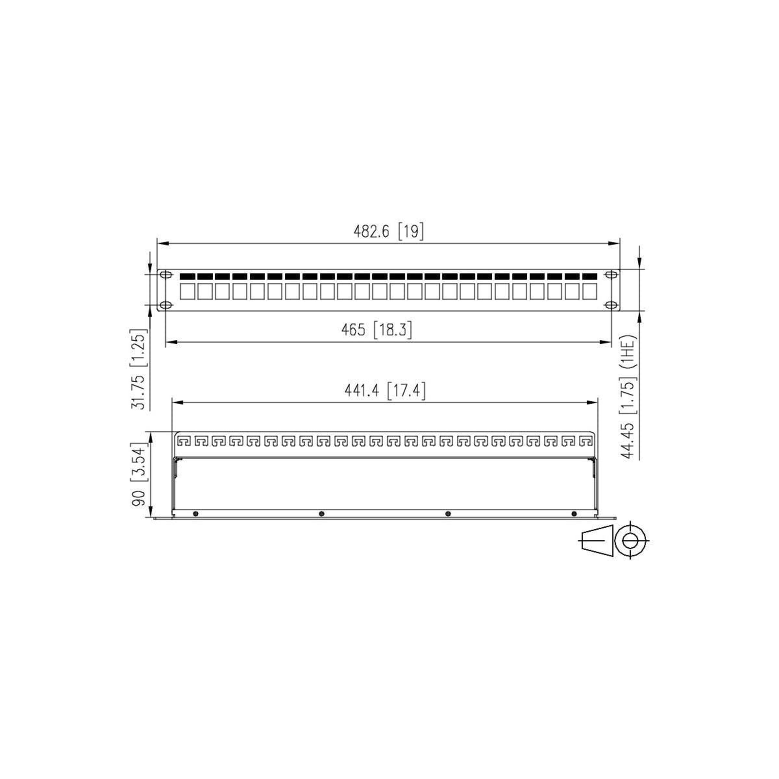 METZ CONNECT Patch Panel Rack Mountable Gray 1U 48.3cm (19 Inch)
